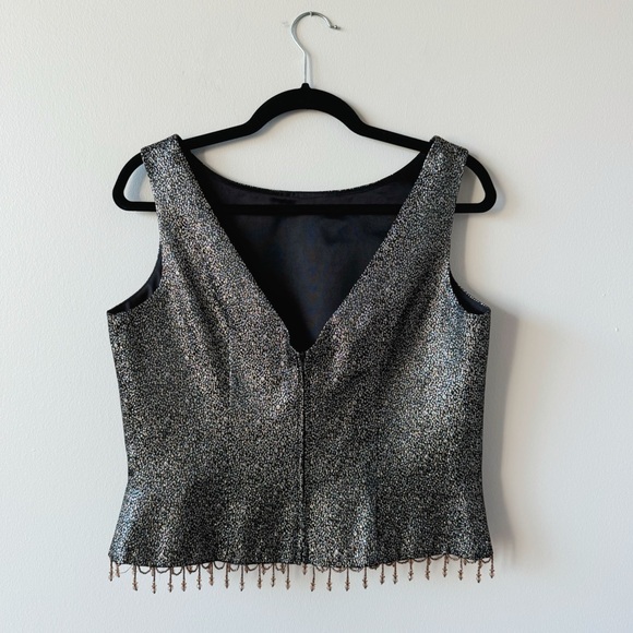 Vintage Cachet Metallic Beaded Trim Cropped Tank - Picture 6 of 8